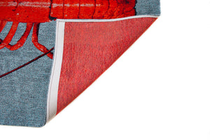 Louis de Pootere Pop Lobster 100% PET Poly Mechanically Woven Jacquard Flatweave Novelty / Seasonal Rug Steam Red 7'10"