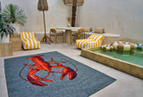 Louis de Pootere Pop Lobster 100% PET Poly Mechanically Woven Jacquard Flatweave Novelty / Seasonal Rug Steam Red 7'10"