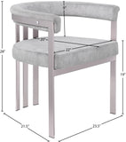 Marcello Grey Velvet Dining Chair 938Grey-C Meridian Furniture