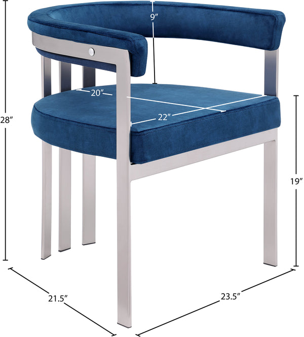 Marcello Navy Velvet Dining Chair 938Navy-C Meridian Furniture