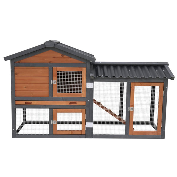 English Elm Three Story Solid Wood Outdoor Cat Villa with Balcony Weatherproof Feral Shelter W1431P284964