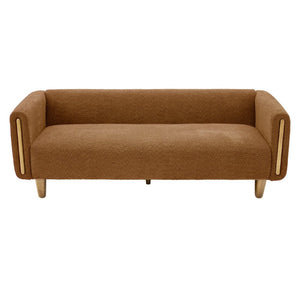 English Elm Modern Boucle Three Seat Sofa with Rubberwood Legs Pocket Spring Support Living Room Orange N763P403678G