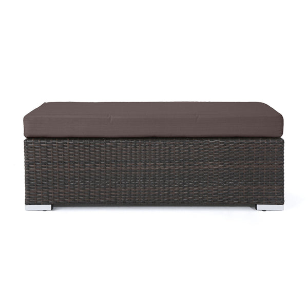 English Elm Christopher Knight Home® - SANTA ROSA BENCH all-weather wicker outdoor seating with foam cushion, lightweight, 300 lb capacity Brown 48 L x 19 W x 13.5 H N776P339315D