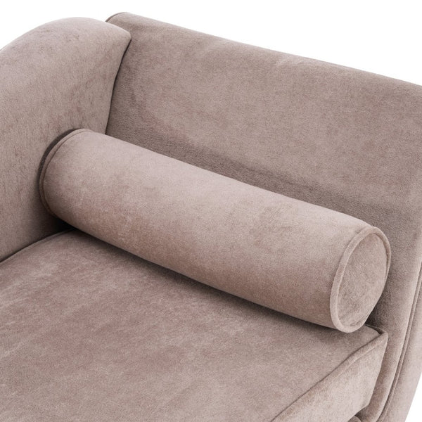 English Elm Chaise Lounge Upholstered Accent Piece Tailored Silhouette for Living Room or Bedroom Light Brown N776P396744B