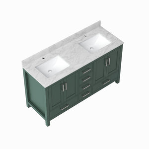 English Elm 60" Double Sink Vanity Solid Wood Cabinet Carrara Marble Top Brown Oak Finish T3785P442238