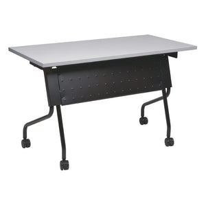 OSP Home Furnishings 4' Flip Top Nesting Training Table with Laminate Surface and Locking Casters Grey Black 84224BG