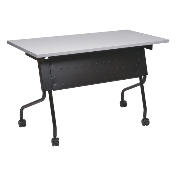 OSP Home Furnishings 4' Flip Top Nesting Training Table with Laminate Surface and Locking Casters Grey Black 84224BG