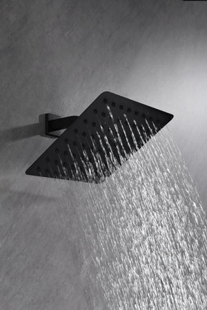English Elm High Pressure Square Rain Shower Head Stainless Steel Spa Grade Full Body Coverage Matte Black W127264834