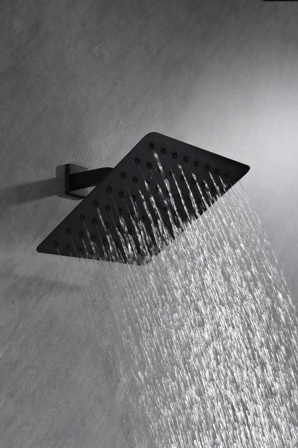 English Elm High Pressure Square Rain Shower Head Stainless Steel Spa Grade Full Body Coverage Matte Black W127264834
