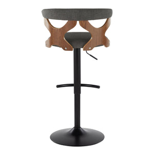 English Elm Gardenia Modern Adjustable Barstool Set Of 2 With Swivel, Charcoal Fabric & Black Metal Base B202S00854