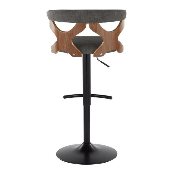 English Elm Gardenia Modern Adjustable Barstool Set Of 2 With Swivel, Charcoal Fabric & Black Metal Base B202S00854