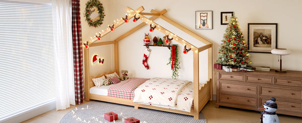 English Elm Twin House Frame Floor Bed Solid Pine Kids Room Montessori Low Profile Play Nook W1580P387836