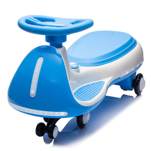 English Elm 12v Kids Ride on Wiggle Car with Dual Motors Led Wheels Bluetooth and Triangular Frame Blue W1578P390194