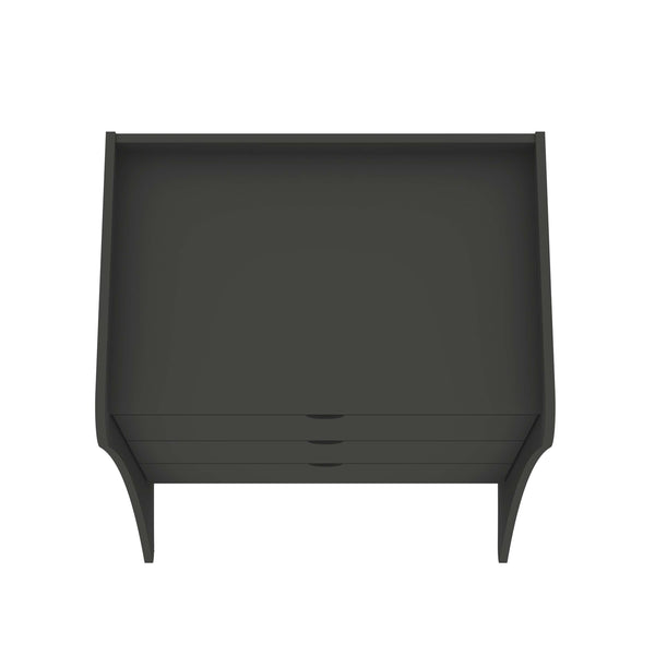 English Elm Coney 28" Nightstand with 3 Spacious Drawers, Curved Side Panels, Durable Painted MDF Finish Charcoal grey B365P398199