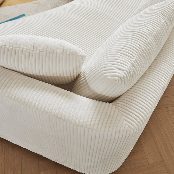 English Elm 122.04 Inch Oversized Sectional Sofa - Modern White Corduroy Couch With Left Chaise For Cozy Relaxation W876S00274