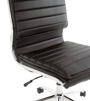 OSP Home Furnishings Armless Mid-back Faux Leather Office Chair with Lumbar Support and Chrome Base Black SPX23592C-U6