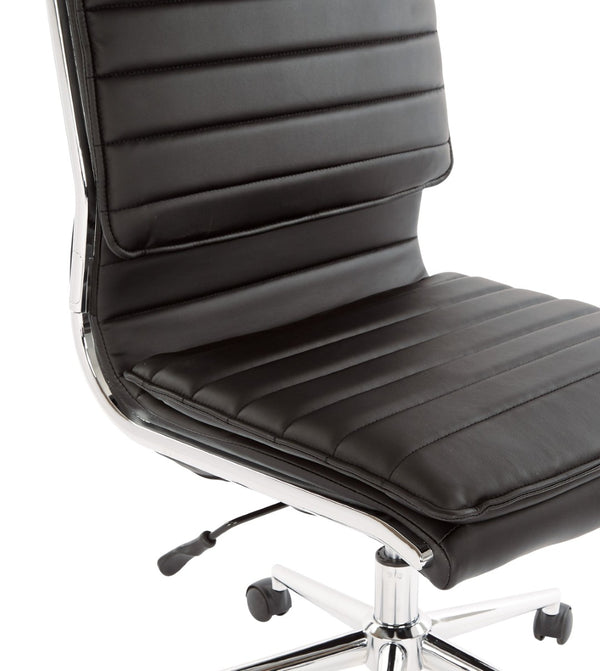 OSP Home Furnishings Armless Mid-back Faux Leather Office Chair with Lumbar Support and Chrome Base Black SPX23592C-U6