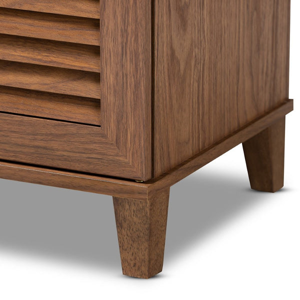 Baxton Studio Baxton Coolidge Modern Walnut Shoe Storage Cabinet - 8 Shelves for 16 Pairs, Stylish & Functional FP-04LV-Walnut