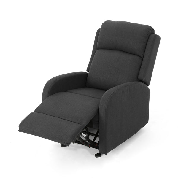 English Elm Christopher Knight Home® - 25" Plush Waterfall Backrest Manual Rocker Recliner with Curved Arms and Smooth Lever Recline Dark Gray 62805.00DGRY