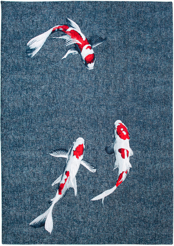Louis de Pootere Pop Koi 100% PET Poly Mechanically Woven Jacquard Flatweave Novelty / Seasonal Rug Japanese Pond 7'10"