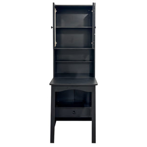 English Elm Fold-Out Convertible Writing Table Desk Cabinet with Shelf & Drawer, Space-Saving Fold-Up Workstation for Home Office W331P359717