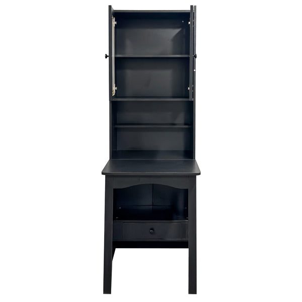 English Elm Fold-Out Convertible Writing Table Desk Cabinet with Shelf & Drawer, Space-Saving Fold-Up Workstation for Home Office W331P359717