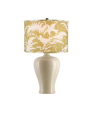 Currey & Company Aviary Drum Lamp Shade – Stunning Fern And Bird Design On Citron Green, Perfect For Brightening Spaces Yellow Cotton 0900-6007-currey-company