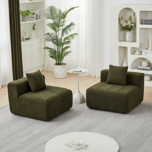 English Elm Chenille Modular Sectional Sofa Curved Piano Key Design Plush Living Room Lounge Seating Green W834P389126