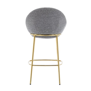 English Elm Christopher Knight Home® - Celano Upholstered Metal Barstool Set of 2 with Plush Rounded Seat, Semi‑Enclosed Backrest, Durable Frame Gold,Gray N775P268055G