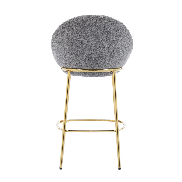 English Elm Christopher Knight Home® - Celano Upholstered Metal Barstool Set of 2 with Plush Rounded Seat, Semi‑Enclosed Backrest, Durable Frame Gold,Gray N775P268055G