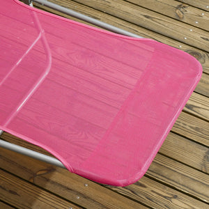 English Elm Outsunny 2 Piece Pink Folding Chaise Lounge Chairs With 6-Position Recline For Poolside Relaxation W2225P174376-GIGA