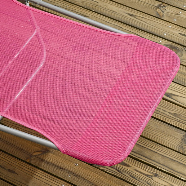 English Elm Outsunny 2 Piece Pink Folding Chaise Lounge Chairs With 6-Position Recline For Poolside Relaxation W2225P174376-GIGA