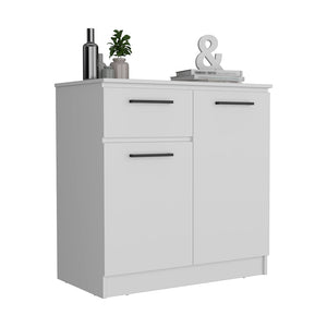 English Elm Orleans Engineered Wood Dresser with 2-Door & Single Drawer, Compact White Storage Cabinet for Bedroom Decor B097S00086