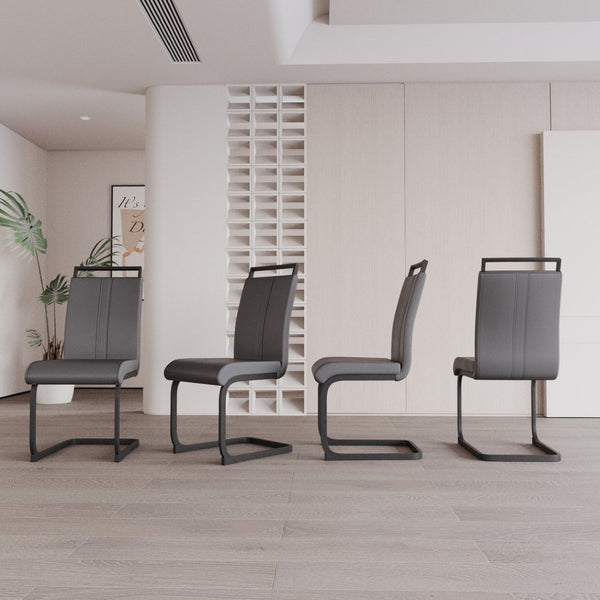 English Elm 47-63" Expandable Round Dining Set Mdf White Top Faux Leather Chairs for 6 Grey+White W3732S00064