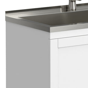 English Elm Hennessy Shaker Cabinet Utility Sink Stainless Steel Basin Laundry Room Setup B136P427209
