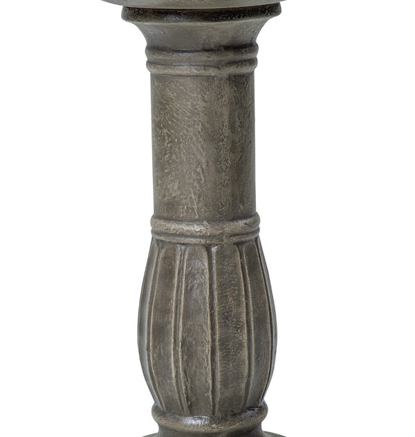 English Elm Polyresin Pedestal Birdbath Antique Gray Stone Look Outdoor Garden Accent 25 Inch N772P450049G