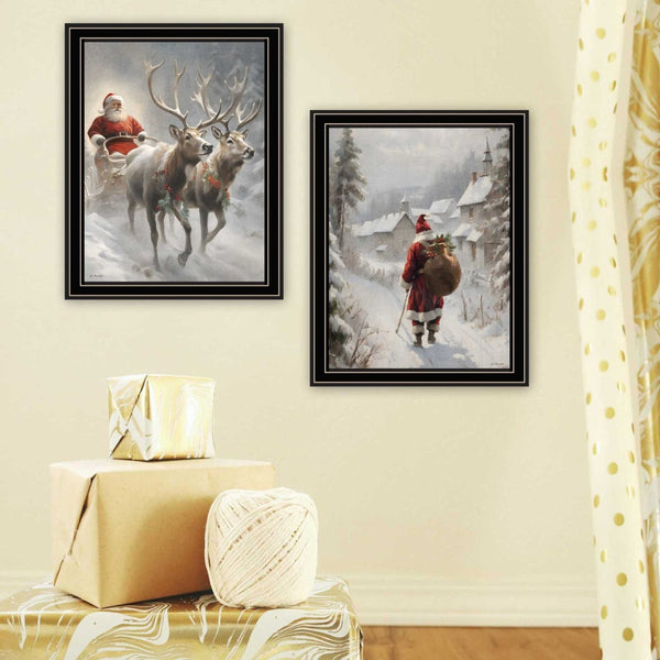 English Elm Trendy Decor 4u Christmas Eve 2 Piece Black Framed Holiday Wall Art Set B067P252306