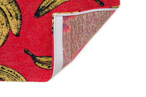 Louis de Pootere Pop Banana 100% PET Poly Mechanically Woven Jacquard Flatweave Novelty / Seasonal Rug Miami Red 7'10"