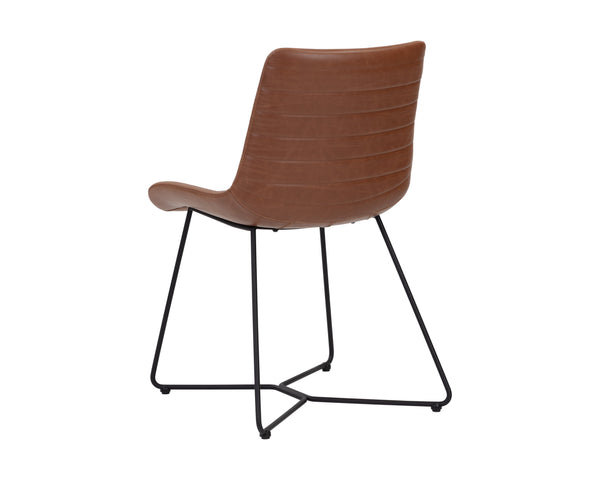 Sunpan Gracen Minimalist Dining Chair with Faux Leather Comfort and Elegant Matte Black Metal Legs Hazelnut