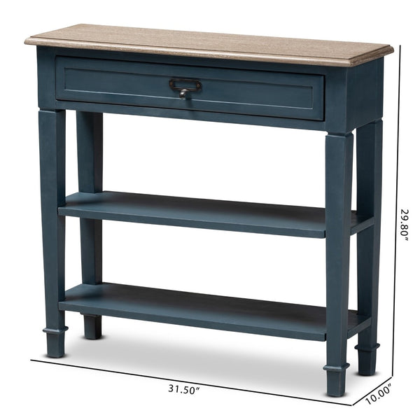 Baxton Studio Baxton Studio Dauphine Console Table - French Provincial Blue Spruce Accent with Drawer & Shelves CHR10VM/M B-C-Blue Spruce