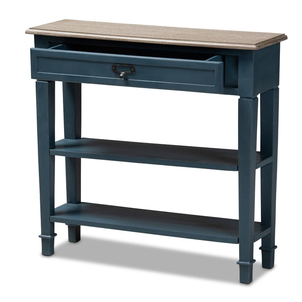 Baxton Studio Baxton Studio Dauphine Console Table - French Provincial Blue Spruce Accent with Drawer & Shelves CHR10VM/M B-C-Blue Spruce