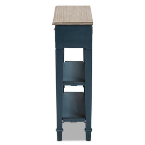 Baxton Studio Baxton Studio Dauphine Console Table - French Provincial Blue Spruce Accent with Drawer & Shelves CHR10VM/M B-C-Blue Spruce
