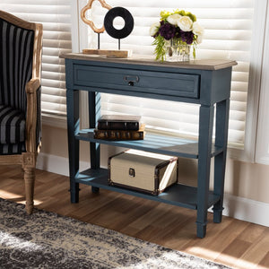 Baxton Studio Baxton Studio Dauphine Console Table - French Provincial Blue Spruce Accent with Drawer & Shelves CHR10VM/M B-C-Blue Spruce