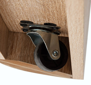 English Elm 3pc Mid-Century Inspired 3-Piece Coffee & End Table Set with Warm Wood Finish, Curved Edges, Casters B2741P369385