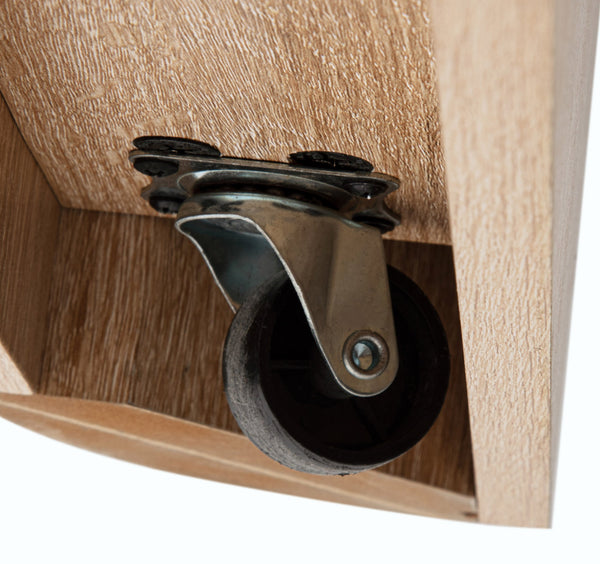 English Elm 3pc Mid-Century Inspired 3-Piece Coffee & End Table Set with Warm Wood Finish, Curved Edges, Casters B2741P369385