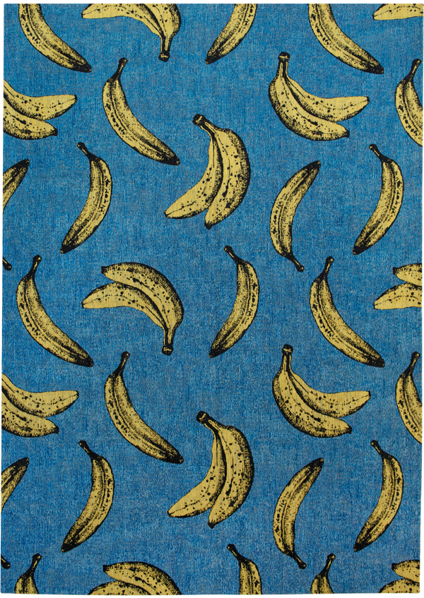 Louis de Pootere Pop Banana 100% PET Poly Mechanically Woven Jacquard Flatweave Novelty / Seasonal Rug California Blue 7'10"