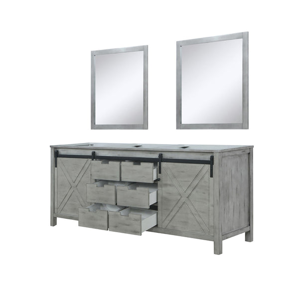 English Elm Ash Grey Double Bath Vanity 80" W x 22" D with Two Sinks, Mirrors & Ample Storage, Fully Assembled B2731S00928