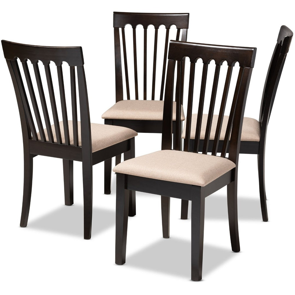 Baxton Studio Baxton Studio Modern Dining Chair Set of 4 - Upholstered Sand Fabric with Espresso Wood Finish Minette Sand RH319C-Sand/Dark Brown-DC-4PK