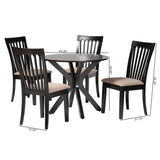 Baxton Studio Lore Modern Sand Fabric and Dark Brown Finished Wood 5-Piece Dining Set