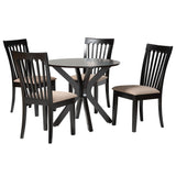 Lore Modern Sand Fabric and Dark Brown Finished Wood 5-Piece Dining Set